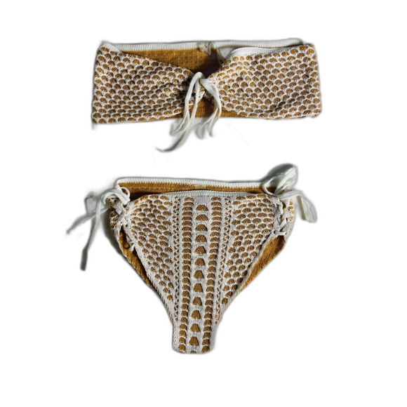 NWOT Shein Crochet Bikini XS Yellow Cream - Picture 1 of 7